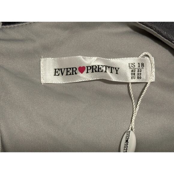 Ever Pretty Dark Gray Glitter Evening Gown Long Formal Dress, Plus Size 18 NWT - Picture 10 of 11